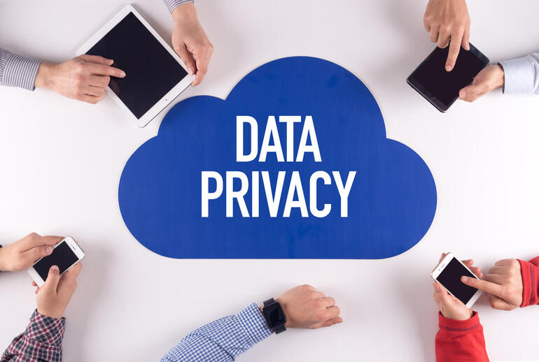 DATA PRIVACY Group of People Digital Devices Wireless Communication Concept