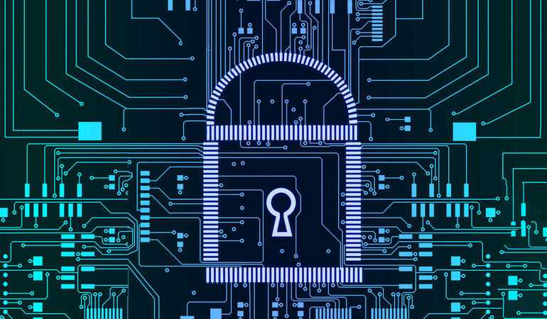 Internet security cyber concept pcb lock futuristic lines background