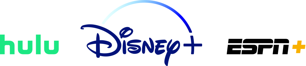 Hulu. Disney+, ESPN+ logos