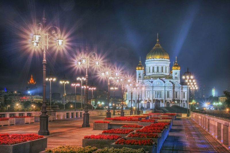 High Dynamic Range photo. Cathedral of Christ the Saviour church. Moscow, Russia