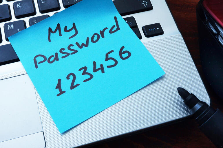 Easy Password concept. My password 123456 written on a paper.