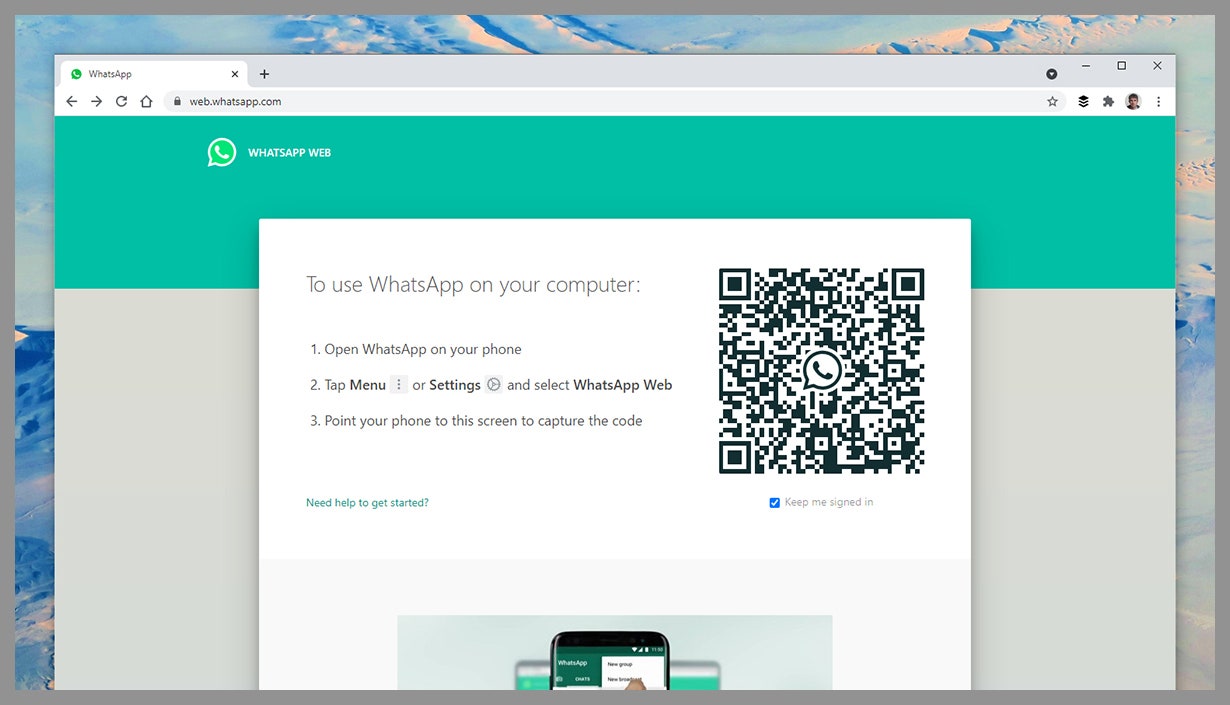 Screenshot of WhatsApp homepage