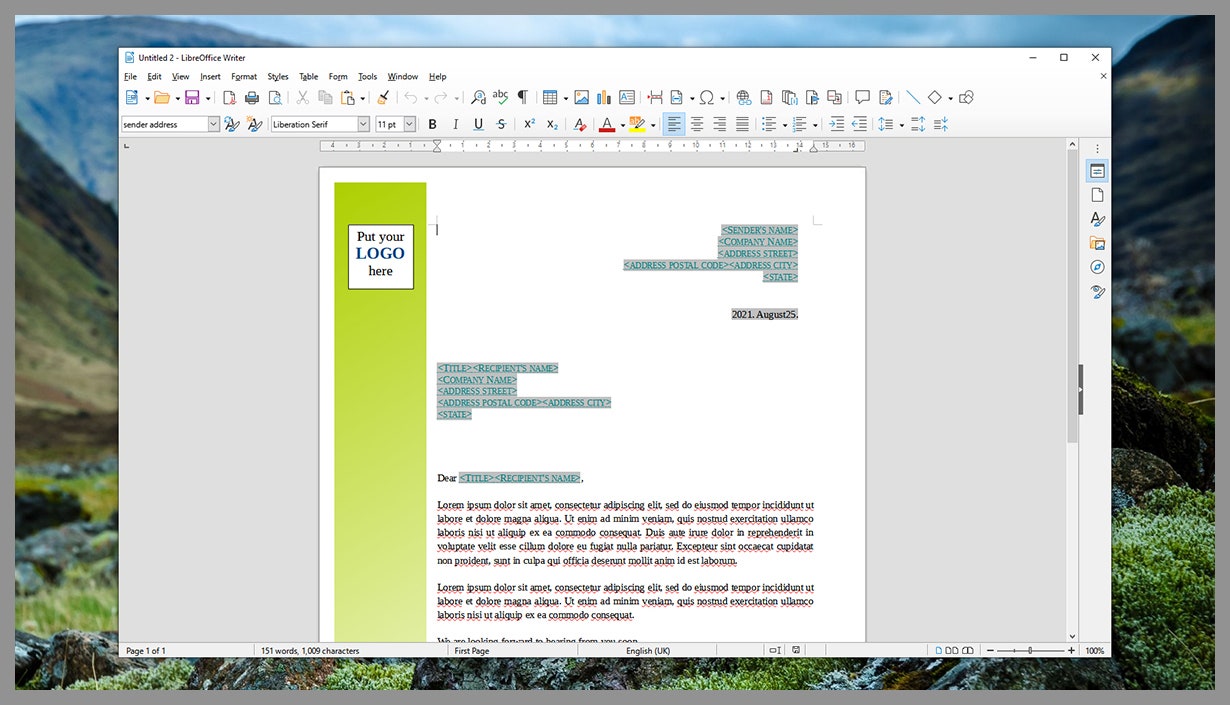 Screenshot of LibreOffice