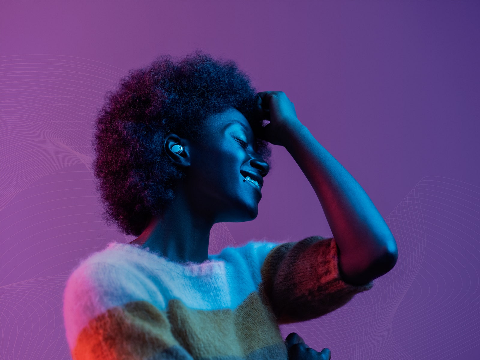 woman wearing hearing aids