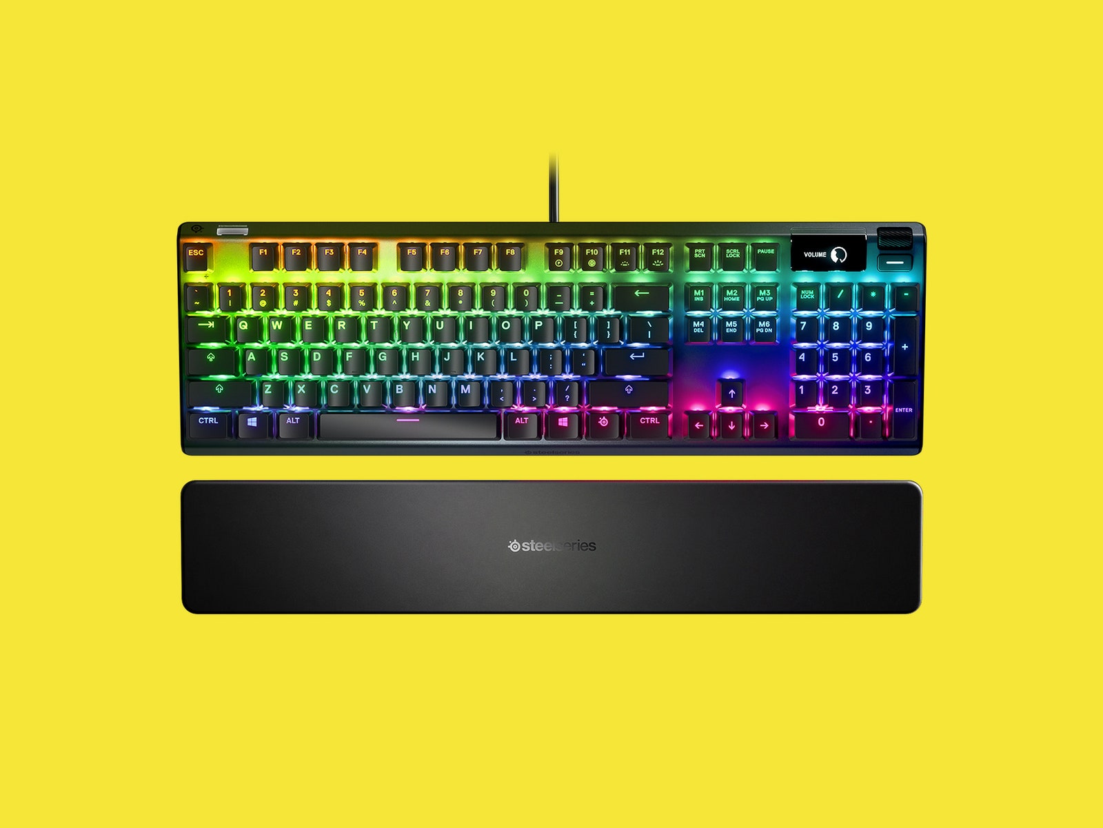 Steelseries Apex Pro laptop with rainbow lights