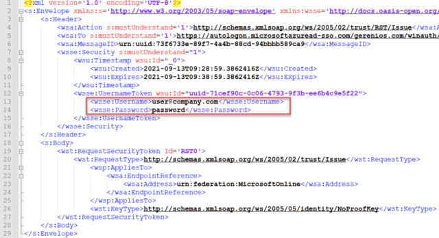 XML file containing username and password.