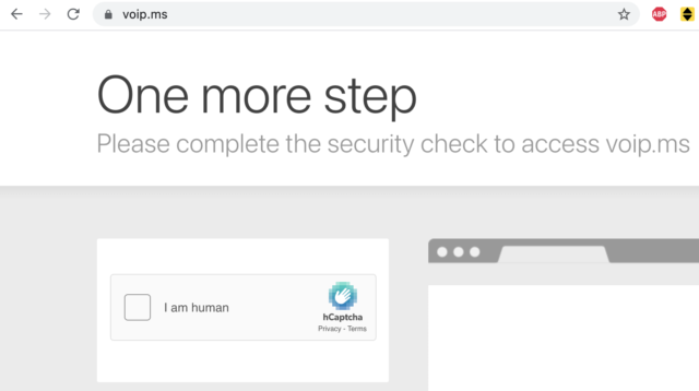 VoIP.ms website asks for captcha.