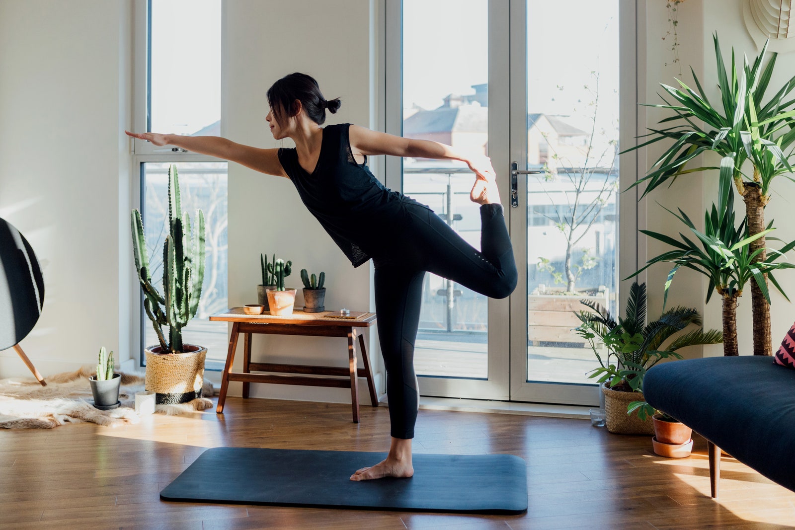 woman doing yoga