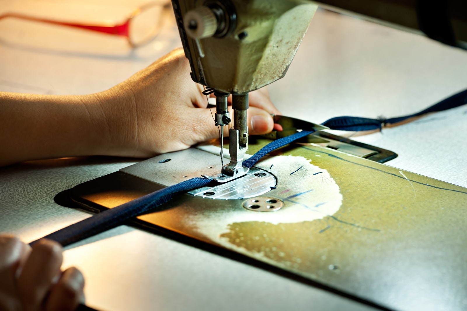 Closeup on sewing machine